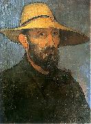 Wladyslaw slewinski, Self-portrait in straw hat